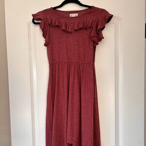 Girls Mia Joy Joyfolie Size 8 High Low maxi dress Deep Red Mauve